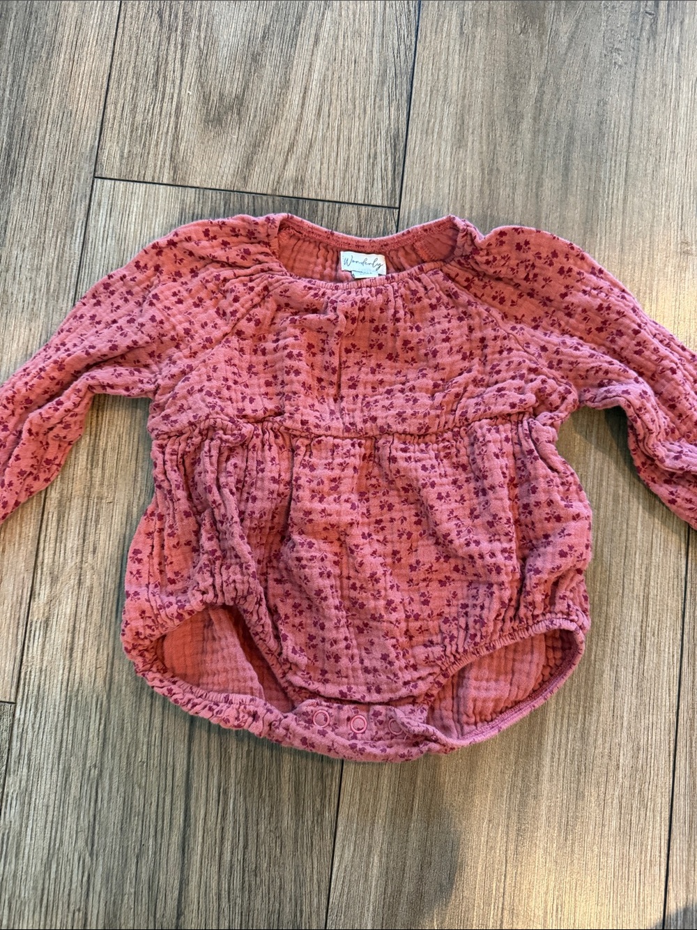 Wonderly Pink Floral Long-Sleeve Baby One-Piece